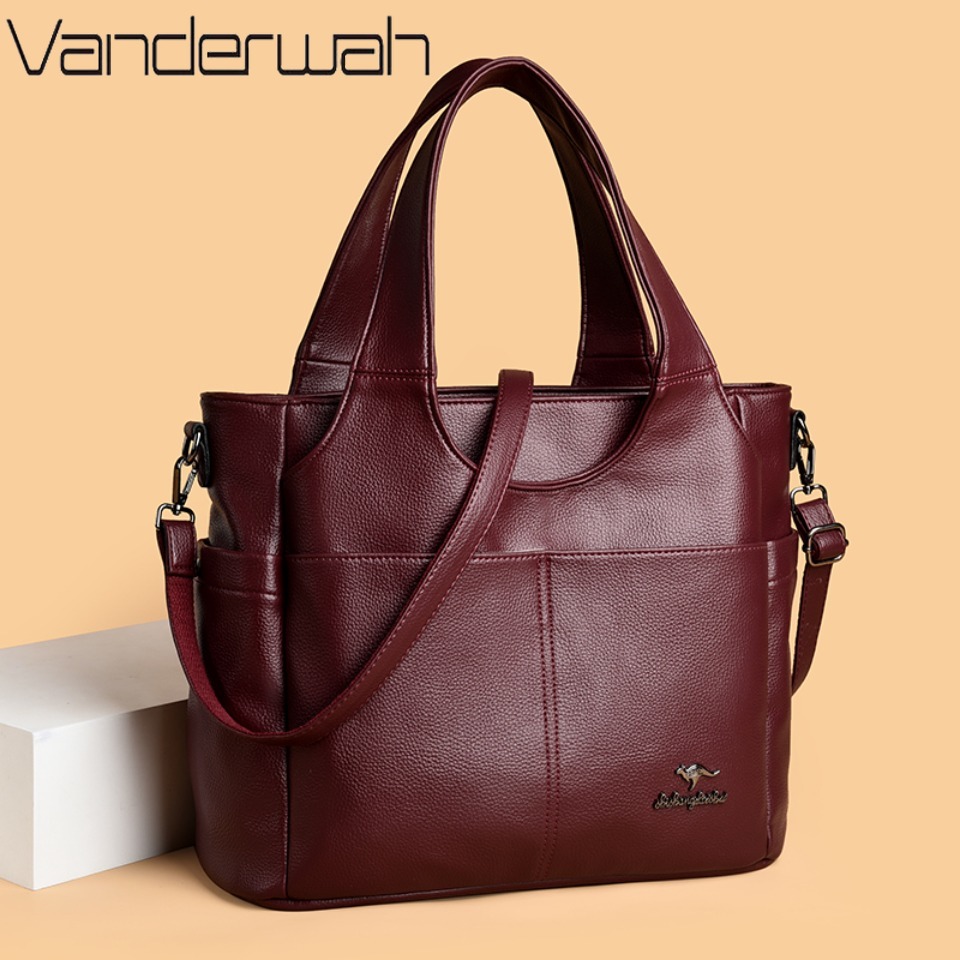 Leather Work Handbags For Women - Soft Leather Tote Bag 3 Main