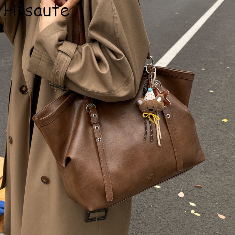 Leather Work Handbags For Women - PU Leather Top Handle Large Size