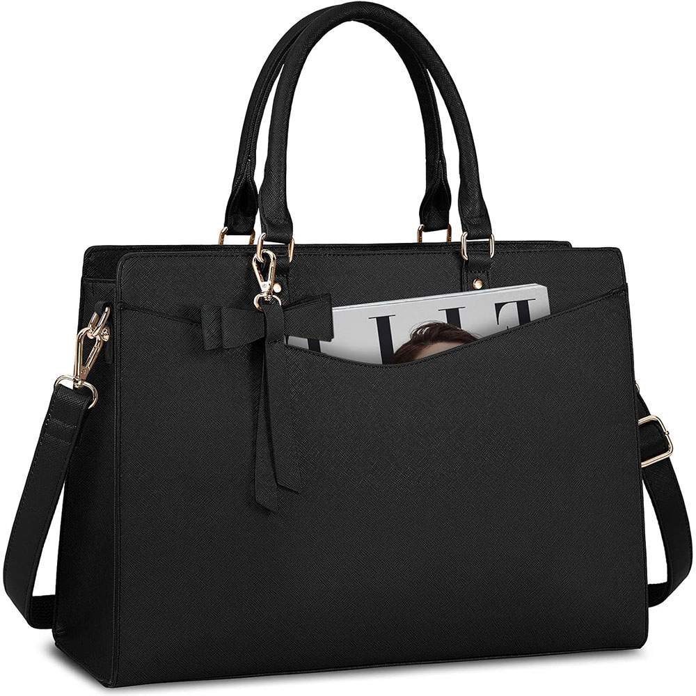 Leather Work Handbags For Women - Laptop Bag for Women 15.6 Inch