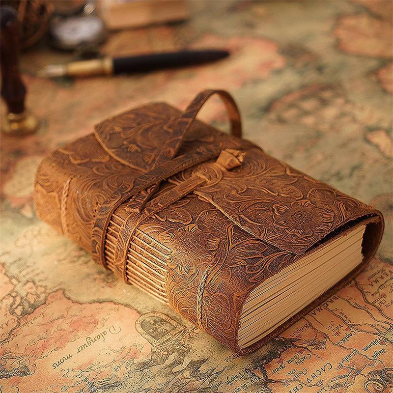 Leatherwork Books - Handmade Leather Notebook Brown Journal Thick