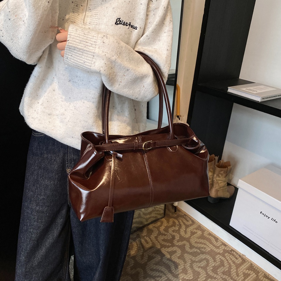 Winter Oil PU Leather Hobo Han - огляд і ціна Leather Work Handbags For Women