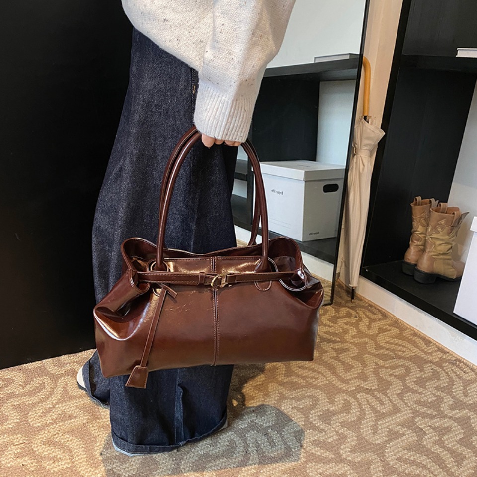 Winter Oil PU Leather Hobo Han - огляд і ціна Leather Work Handbags For Women